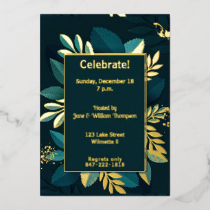 Tief grüne Blätter Gilded Folieneinladung