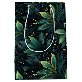 Tief grüne und blaue Blätter mittelgroße Geschenkt Mittlere Geschenktüte