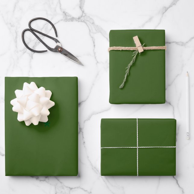 Tief grünes Set/Umschlagpapier 3 Geschenkpapier Set (Vorderseite)