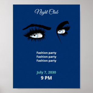 Tief hellblaue Solid-Farben Zeichnend weiblicher B Poster