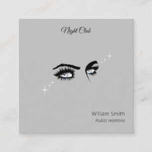 Tief hellblaue Solid-Farben Zeichnend weiblicher B Quadratische Visitenkarte