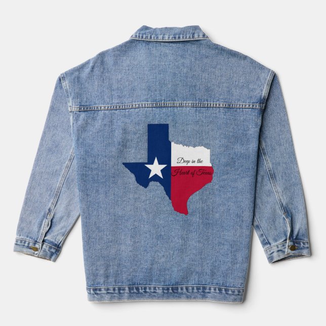 Tief im Herzen von Texas Flagge Denim Jacket Jeansjacke (Rückseite)