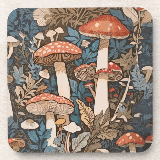 Tief im Wald Pilze. Getränkeuntersetzer (Vorderseite)