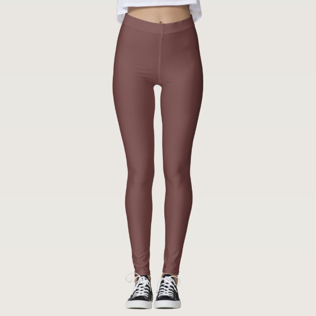Tief Kaffee Farbe Einfarbig Leggings (Vorderseite)