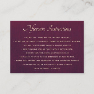 Tief Lila AfterCare für Lash-Erweiterungen Visitenkarte