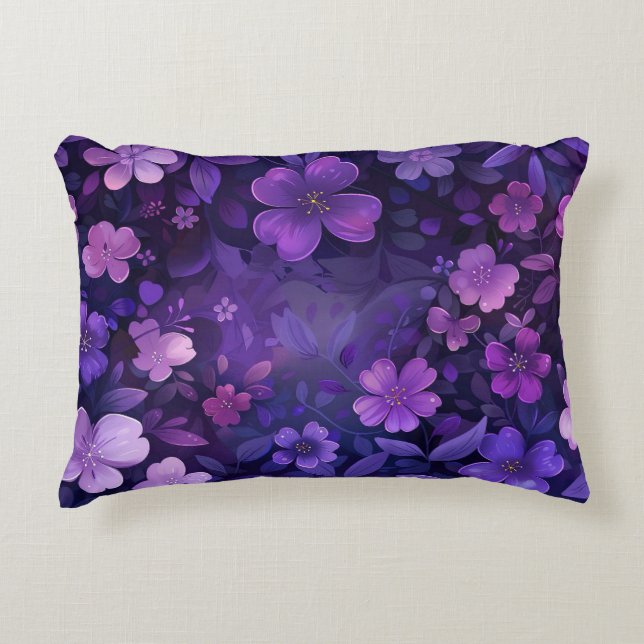 Tief Lila Blume Akzent Pillow Dekokissen (Vorderseite)