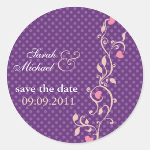 Tief Lila Herzrindenrebe - Save the Date Aufkleber