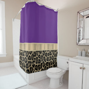 Tief Lila mit Leopard Print Duschvorhang