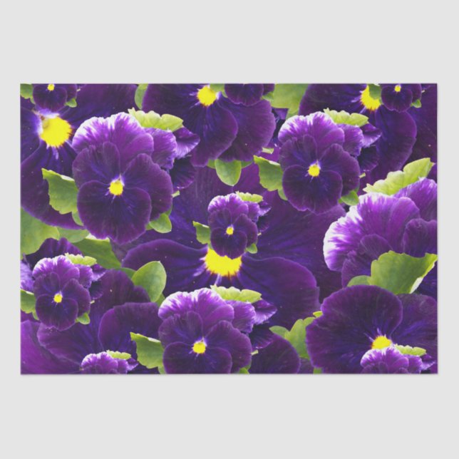 Tief Lila Pansy-Cluster: Majestic Beauty Seidenpapier (Vorderseite)