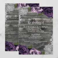 Tief Lila Rose Graue, rustikale, weiße Hochzeit