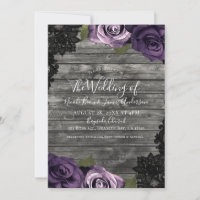 Tief Lila Rose Rustikal-Holz-Black-Lace Hochzeit