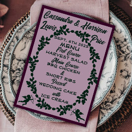 Tief Lila rustikale Hochzeit Menükarte