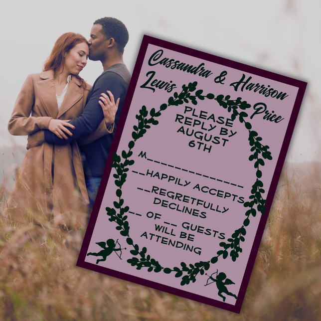 Tief Lila rustikale Hochzeit RSVP Karte (Von Creator hochgeladen)
