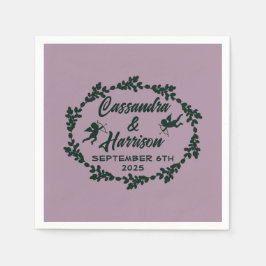 Tief Lila rustikaler Hochzeitcocktail Serviette