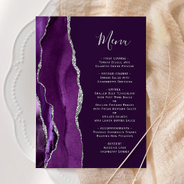 Tief Lila Silver Agate Hochzeit Menükarte