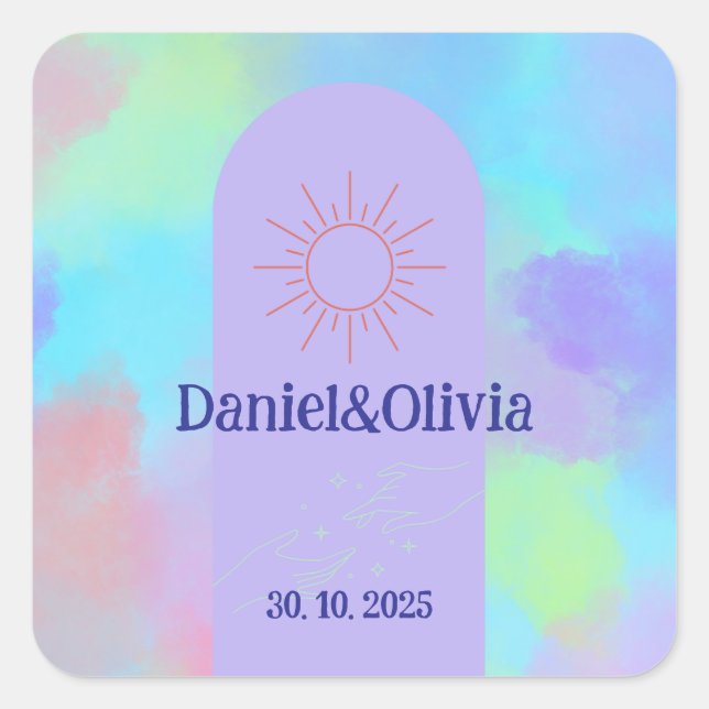 Tief Lila Soft Wedding Stuff Quadratischer Aufkleber (Vorderseite)