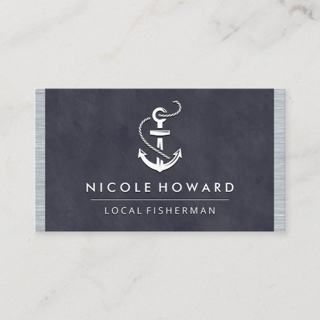 Tief Lila Textur Metal Trial | Ankersymbol Visitenkarte (Vorderseite)