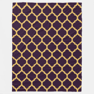 Tief Lila und tan marokkanisches Quatrefolienmuste Fleecedecke