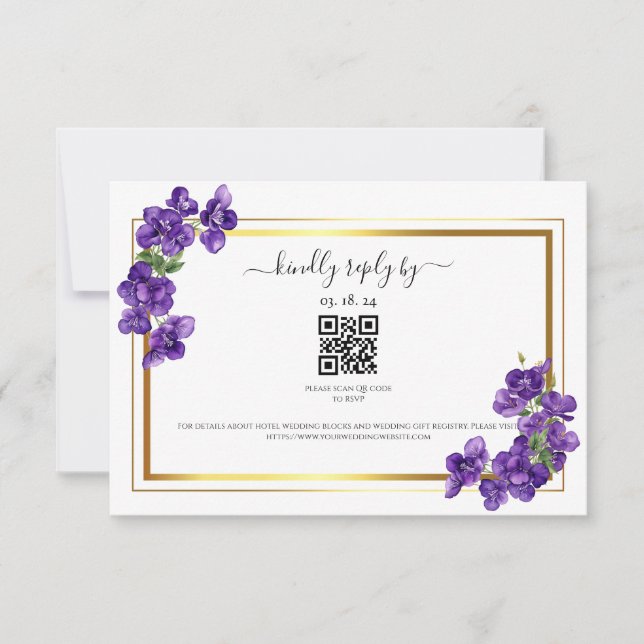 Tief Lila Violetekarte RSVP Karte (Vorderseite)