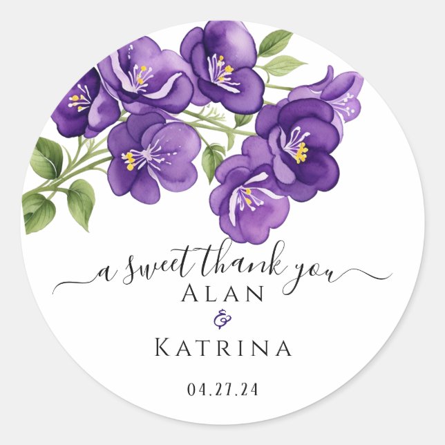 Tief Lila Violetten Runder Aufkleber (Vorderseite)