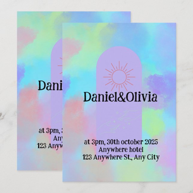 Tief Lila weiche Schicht Einladung (Vorne/Hinten)