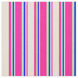 Tief rosa, Bisque, blau und grün gefärbte Streifen Stoff