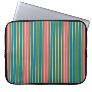 Tief rosa, blau, grün gestreifter Laptop-Sieb Laptopschutzhülle
