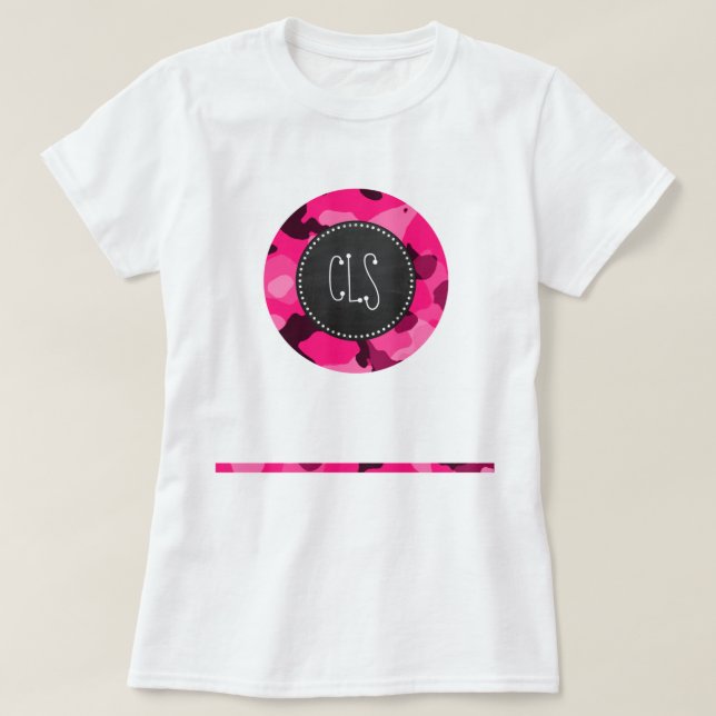 Tief rosa Camouflage; Chalkboard-Look T-Shirt (Design vorne)