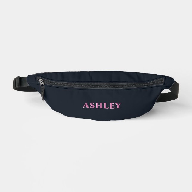 Tief-rosa-individuelle Name Bauchtasche (Vorderseite)