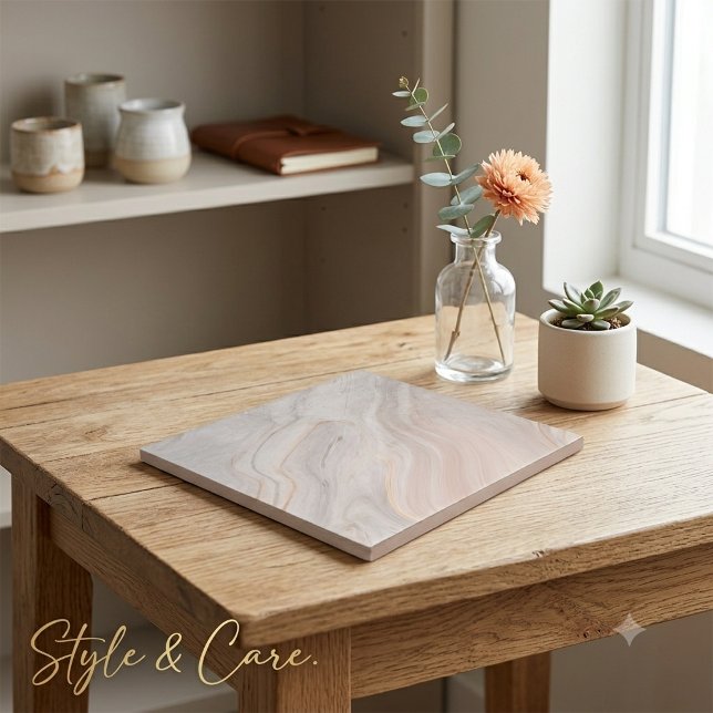 Tief rosa Marmor endet Dekorative 4,25" Platz Fliese (Deep Pink Marble Finish Decorative 4.25 Square Ceramic Tile)