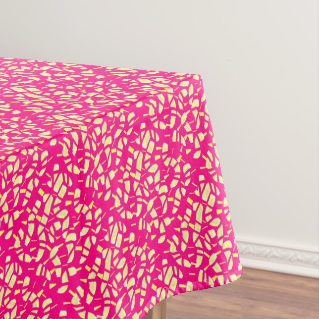 Tief rosa mit winzigen Zitronen- und Crememustern Tischdecke (Beispiel)