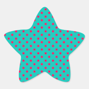 Tief rosa Punkte auf Aqua Blue Stern-Aufkleber