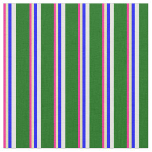Tief rosa, tan, blau, weiß und dunkelgrüne Linien Stoff