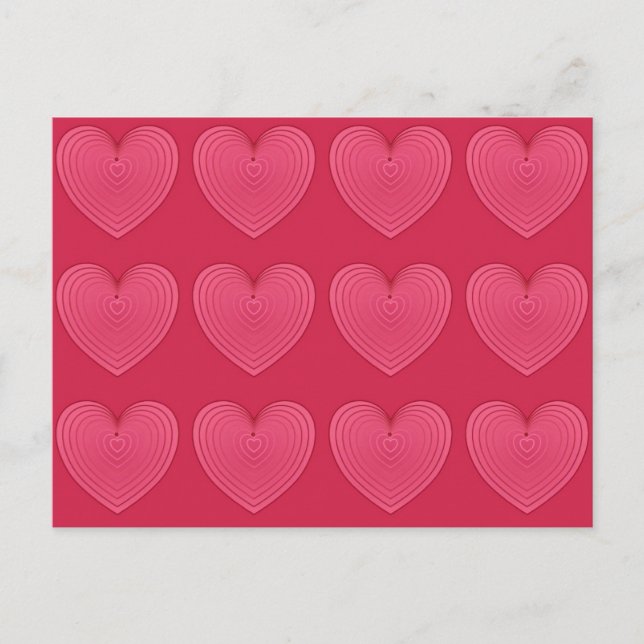 Tief Rose Rosa Satinherzen Postkarte (Vorderseite)