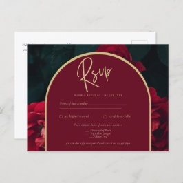 Tief Rote Rosen Forest Green Winter Wedding UAWG Postkarte
