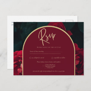 Tief Rote Rosen Forest Green Winter Wedding UAWG Postkarte
