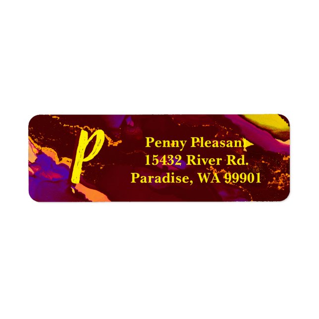 Tief rote und goldene Alkoholtink Malerei (Vorne)