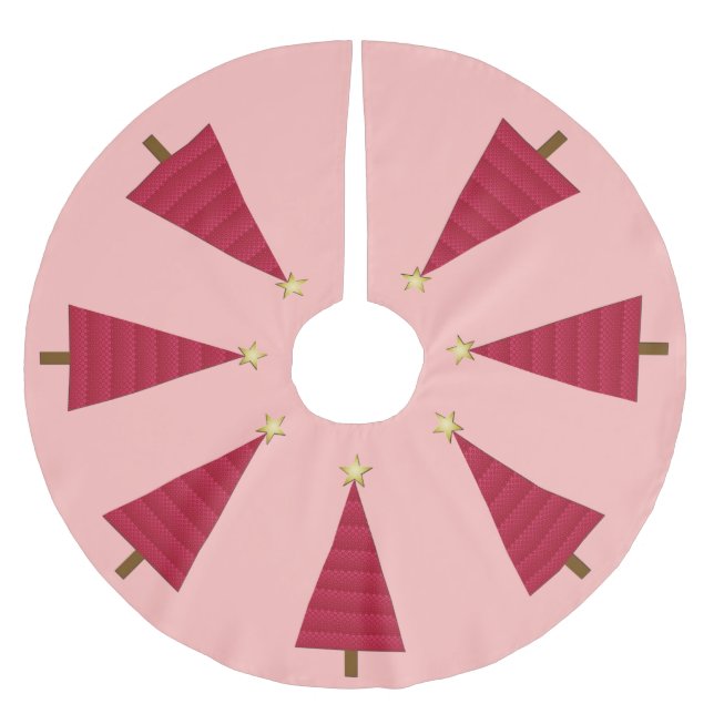 Tief roter Damast, moderner Weihnachtsbaum Polyester Weihnachtsbaumdecke (Vorderseite)
