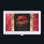 Tief roter Glitzer Lippen auf Gold und Schwarz Visitenkarten Dose<br><div class="desc">Berufliche Visitenkarten-Inhaber in einem Deep Red Glitzer Lips on Gold & Black Design Druck mit DIY Text. 100% anpassbar. ⭐ Wenn Sie weitere Anpassungen benötigen, klicken Sie bitte auf den Knopf "Anpassen" und verwenden Sie unser Designwerkzeug, um die Größe, den Drehvorgang, das Verschieben, das Hinzufügen von Text und vieles mehr...</div>