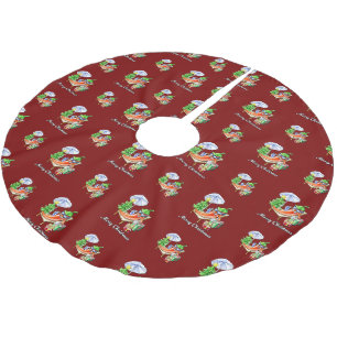 Tief roter, sonniger und festlicher Weihnachts-Chi Polyester Weihnachtsbaumdecke