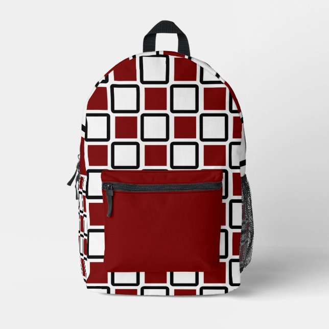 Tief roter und weißer Rucksack - Dicke geometrisch (Vorderseite)