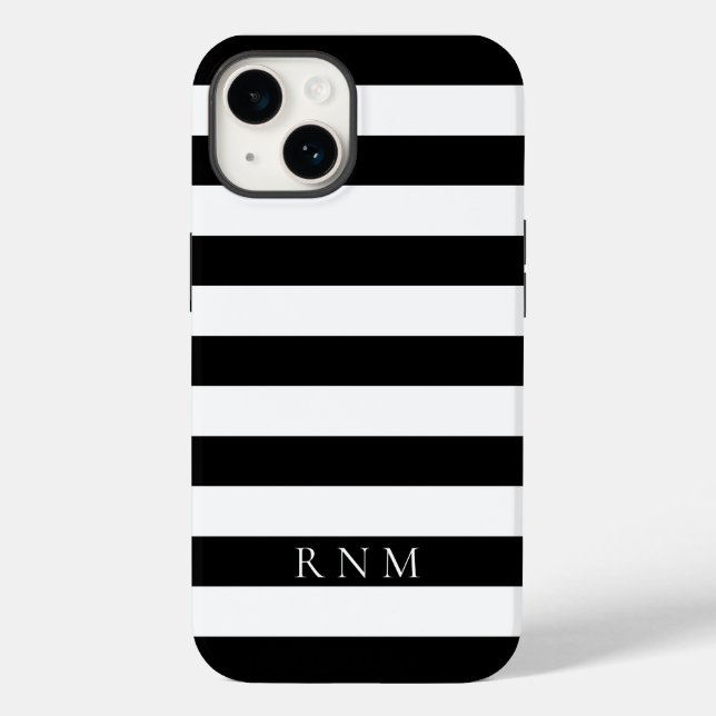 Tief schwarze Streifen Name oder Monogramm iPhone  Case-Mate iPhone Hülle (Rückseite)