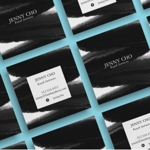 Tief schwarzer, farbiger Farbstreifen Fett Pinsels Quadratische Visitenkarte