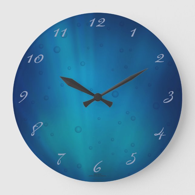 Tief unter Wasser glühende blaue Uhr (Vorderseite)
