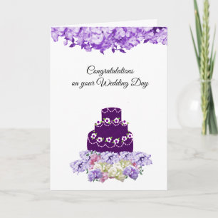 Tief violette Hochzeitstorte Gratulationskarte Karte