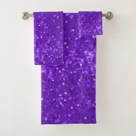 Tief violettes Glamour-Faux-Glitter-Muster Badhandtuch Set