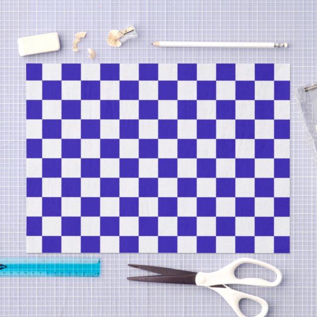Tiefblau kariert  seidenpapier (Handwerk)