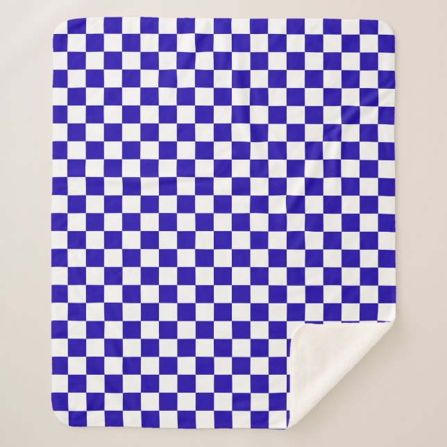 Tiefblau kariert  sherpadecke (Vorderseite)