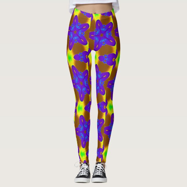 Tiefblau/lila-Sternenmuster Leggings (Vorderseite)