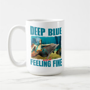 Tiefblau und die feine Meerjungfrau-Delfin-Kunst Kaffeetasse